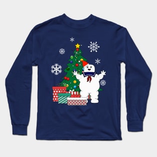 Stay Puft Ghostbusters Around The Christmas Tree Long Sleeve T-Shirt